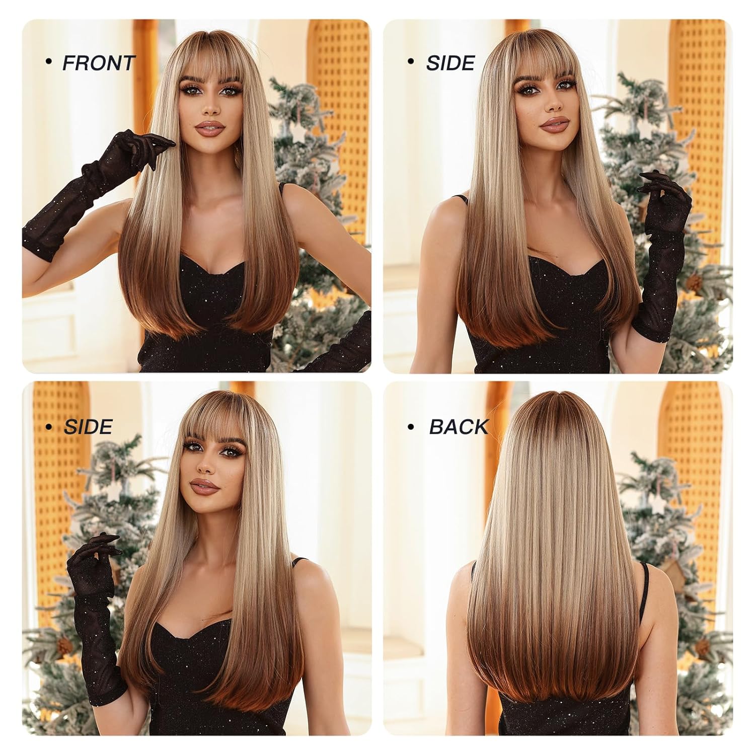 Brown Blonde Ombre Wig for Women - Soft & Natural Looking Synthetic Hairpiece for Daily Wear, Cosplay & Costume Parties