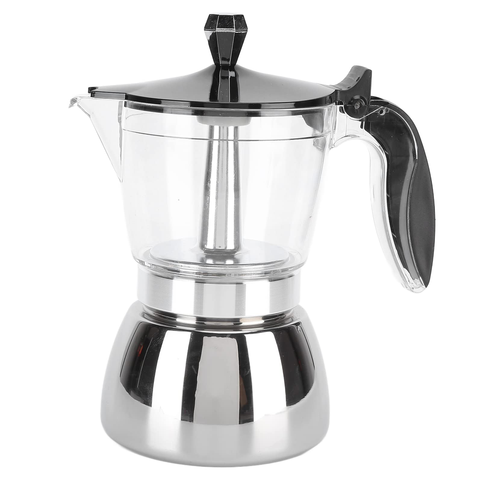 Stainless Steel Moka Pot - 6 Cup (300ml) Coffee Maker with Ergonomic Handle for Easy Pouring | Perfect for Espresso, Cappuccino, Americano & Macchiato | Ideal for Home, Office & Camping Use