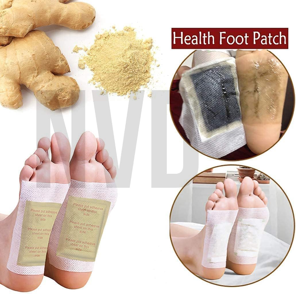 NVD Detox Foot Patches - Natural Bamboo Vinegar & Ginger Foot Pads for Cleansing, Toxin Removal & Foot Pain Relief (20 Pads) | Stress Relief & Better Sleep Solution for Home Spa & Wellness Routine