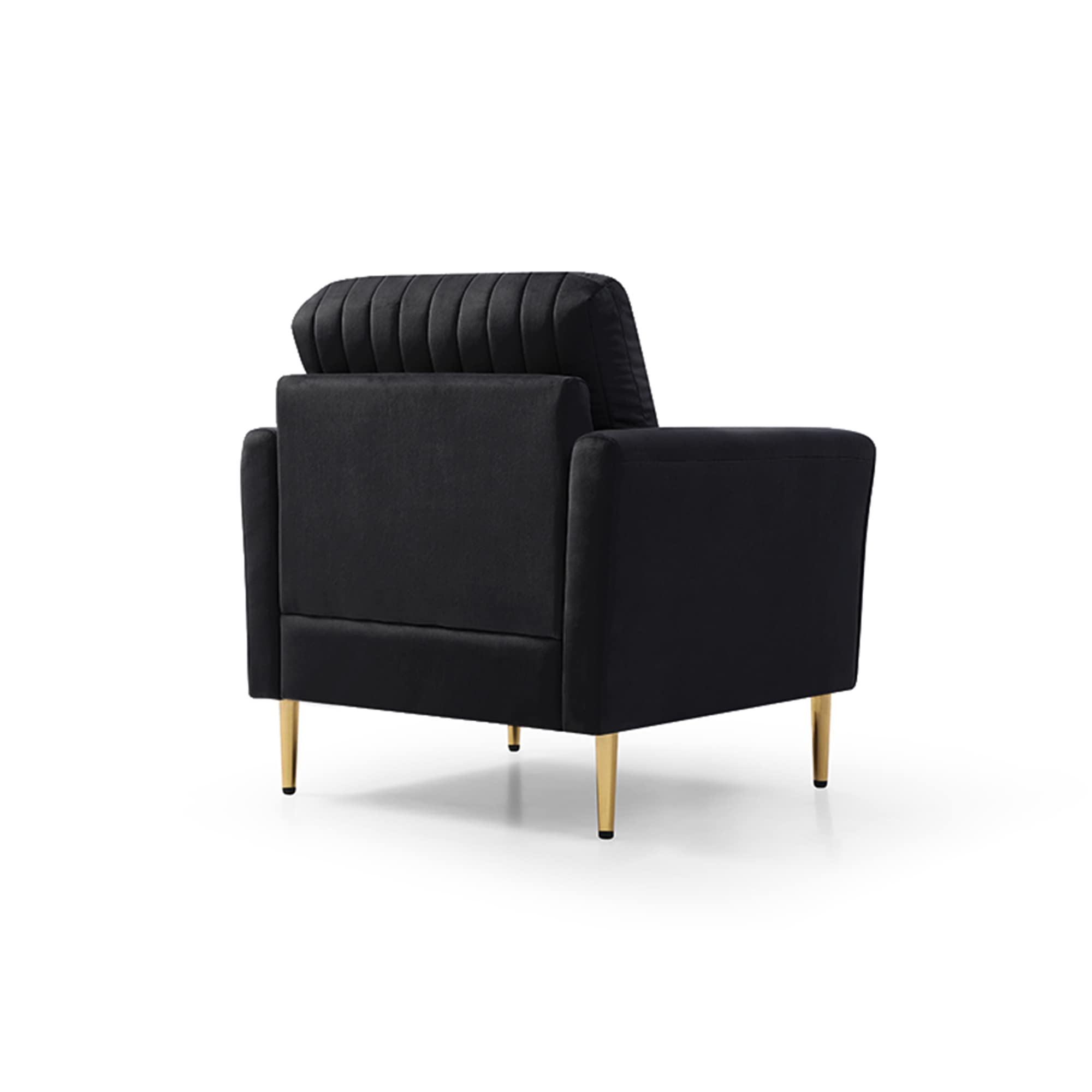 Kevinplus Velvet Accent Chair - Modern Luxury Upholstered Single Sofa Armchair with Pillow for Living Room, Bedroom & Apartment - Black | Perfect for Reading Nook, Lounge Area & Home Office Decor