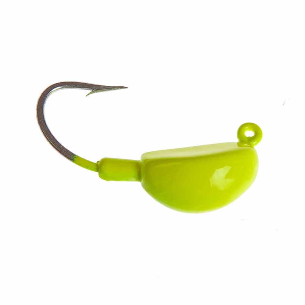 Premium 6/0 Big Jig Heads with Duratin Hooks - 1OZ Chartreuse Fishing Lures (3-Pack) - Perfect for Bass, Walleye & Saltwater Fishing