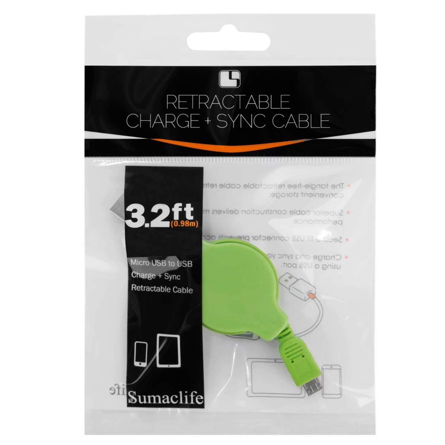 50 Pack Retractable Micro USB Charger Cable - Fast Sync & Charging Cord for Android Phones, Tablets & Devices - Perfect for Travel, Office & Home Use