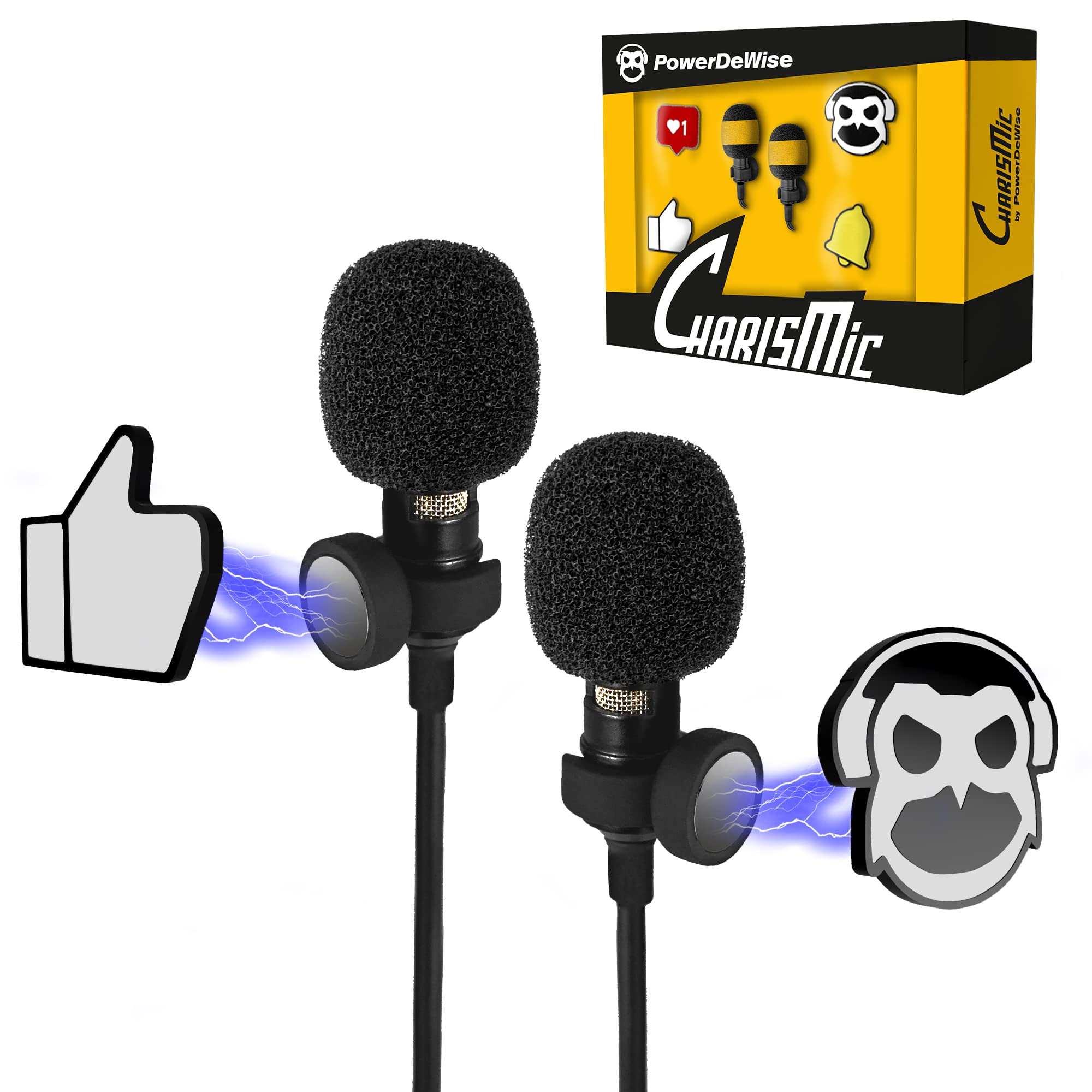 CharisMic Dual Professional Lavalier Lapel Microphone Set for Interviews - Compatible with Smartphones, Cameras & Video Recorders - 2 Wireless Clip-on Mics - Perfect for Blogging, Vlogging, Podcasting & Live Streaming (Ideal for YouTube, TikTok, Zoom Meetings & Online Classes)