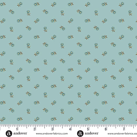 Edyta Sitar Dahlia Pincushion Flower Sky Blue Fabric A1383LB - Perfect for Quilting, Sewing & Craft Projects