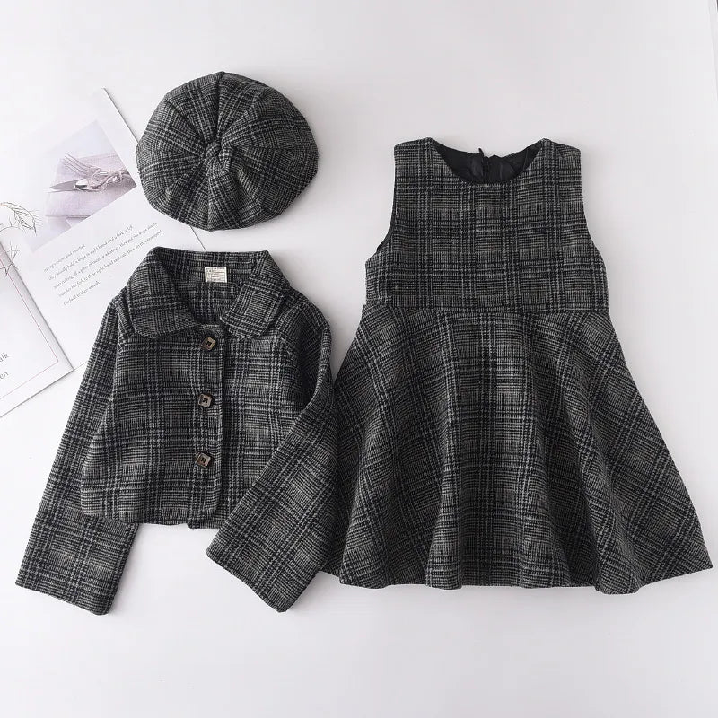 Bear Leader Fashion Kids Girls Princess 2-Piece Clothes Set - Autumn Winter Children's Coat & Skirt Outfit Vintage Style Suit for Ages 2-12 Years | Perfect for Holiday Parties, School Events & Family Photos