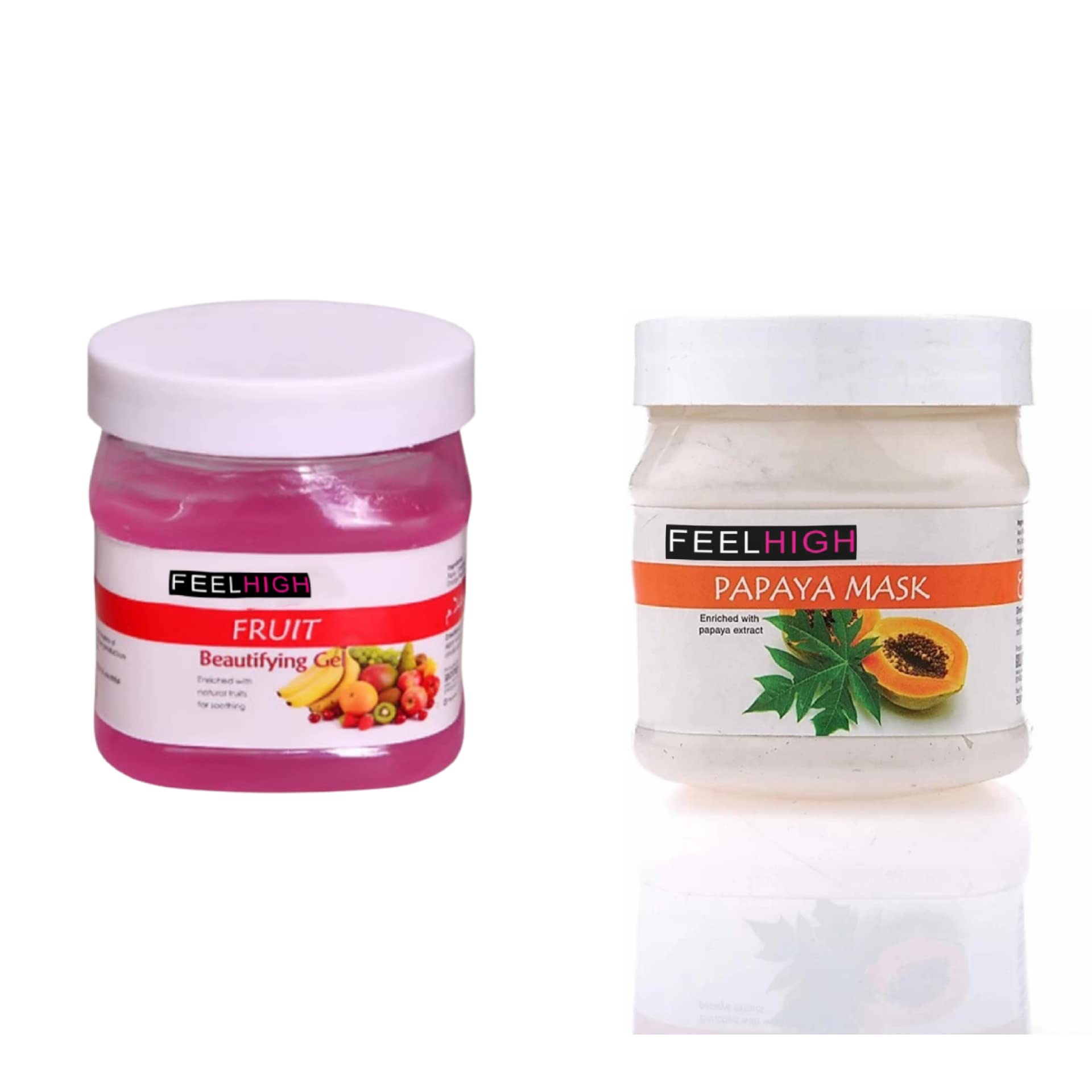Feelhigh Face & Body Fruit Gel 500g + Papaya Face Mask 500g - Natural Skin Care Set for Women & Men - Hydrating Facial Treatment for Dry Skin & Brightening Complexion - Perfect for Spa Day & At-Home Skincare Routine