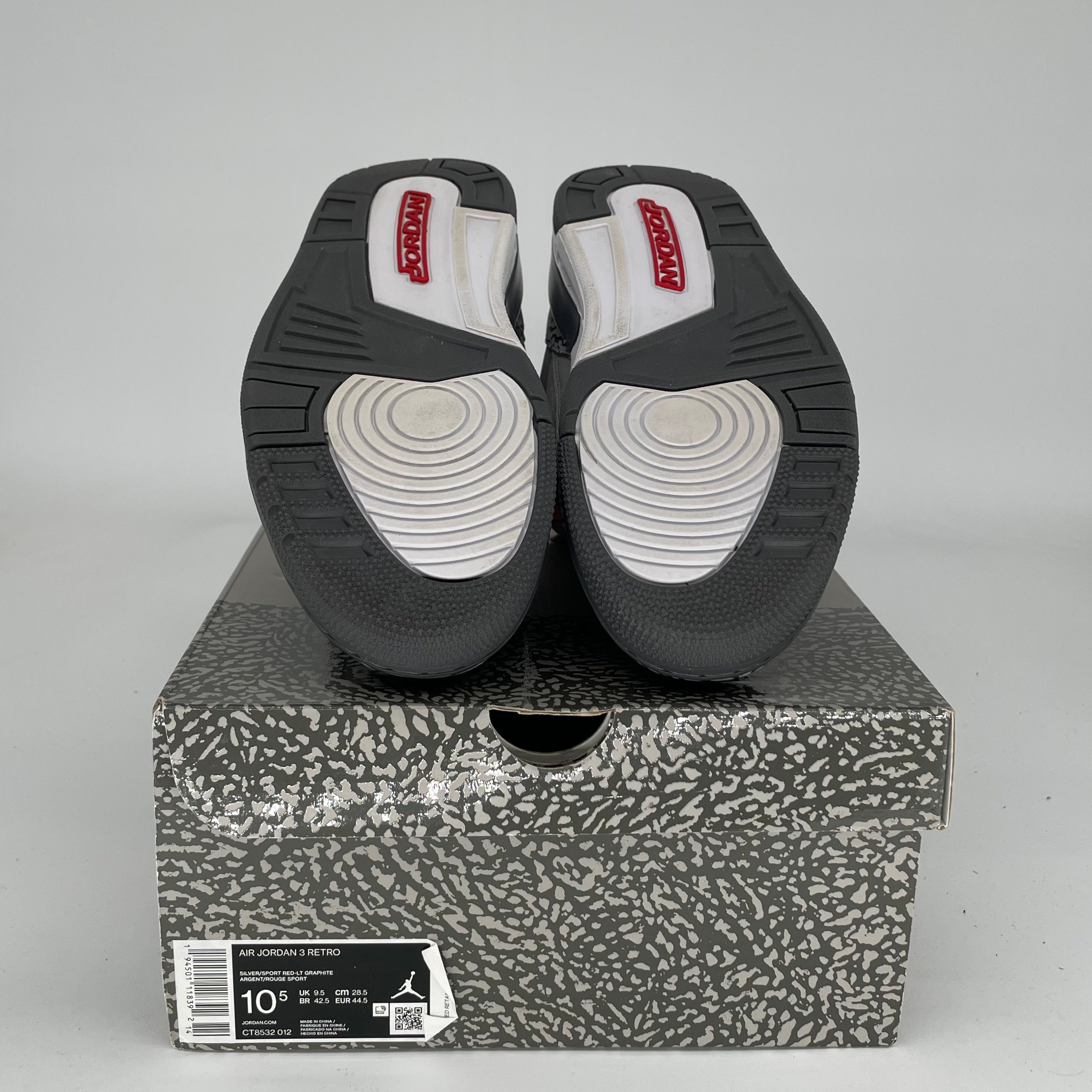 AIR JORDAN 3 COOL GREY Men's Basketball Shoes Size 10.5 - Retro Style Sneakers for Running, Training & Streetwear Fashion (Style Code: CT8532 012)