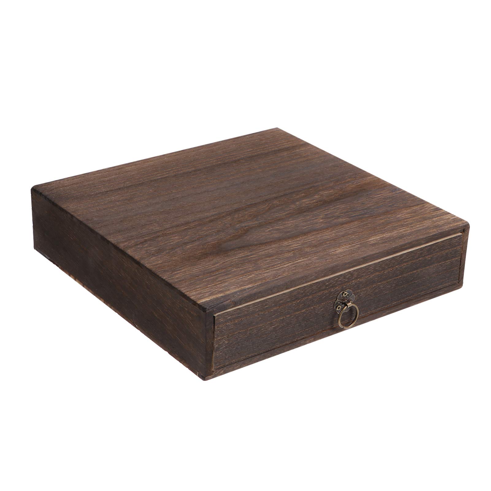 Vintage Wooden Drawer Box - Small Countertop Desk Organizer with Single Drawer, File Holder for Office Supplies | Perfect for Tabletop, Counter, and Home Office Organization