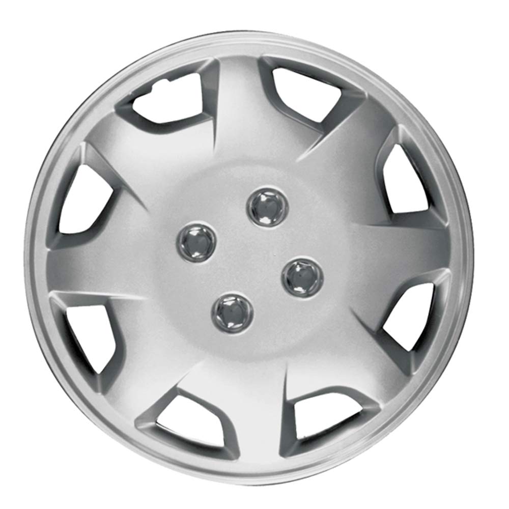 OxGord 15 Inch Hubcaps (Set of 4) - Snap-On Wheel Covers for 1998-2002 Honda Accord - Silver 15in Rim Replacement Caps - Durable Car Accessories for 15