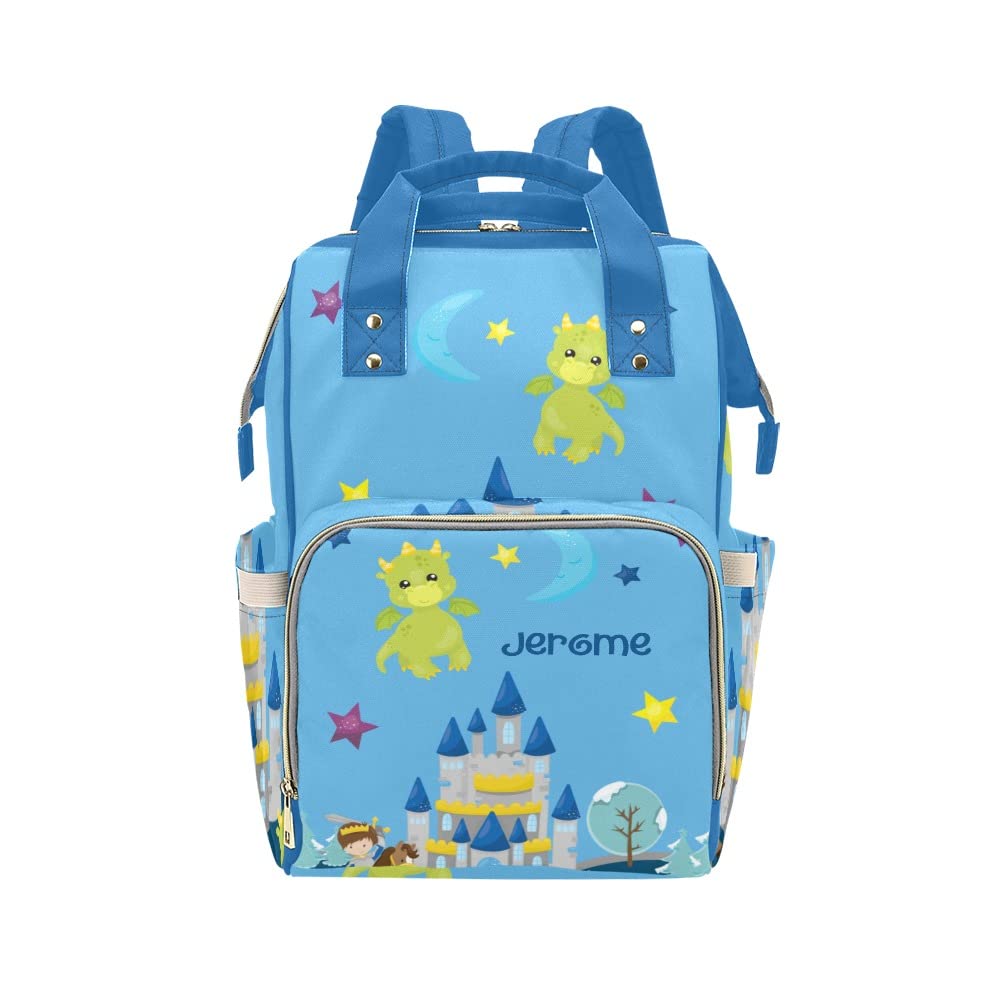 Personalized Dragon Knight Cartoon Diaper Backpack for Travel - Multifunctional Baby Nappy Bag for Moms, Dads, Boys & Girls | Perfect for Daycare, Outings & Family Trips