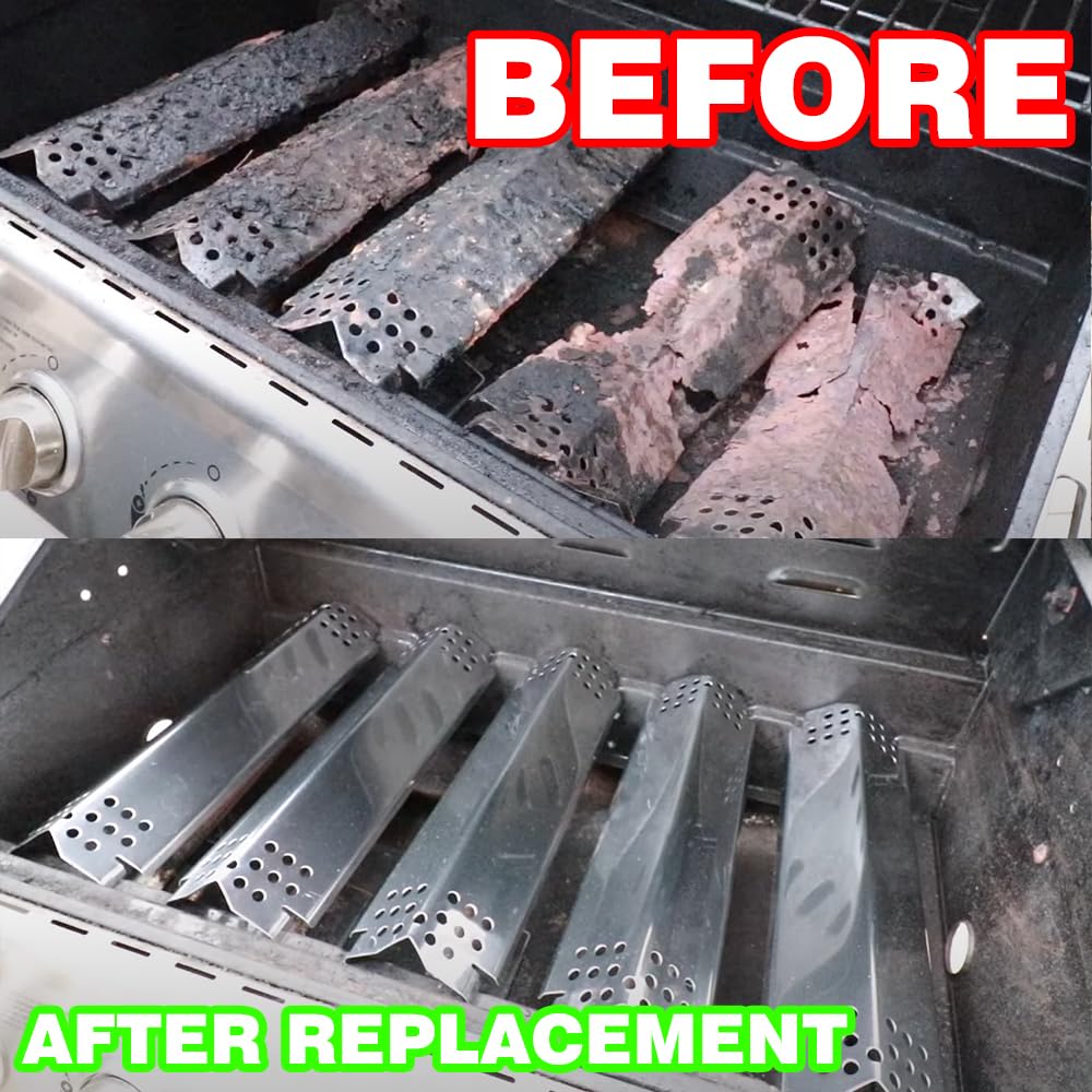 Nexgrill 4-Burner Stainless Steel Heat Plates Replacement Parts - Compatible with Models 720-0896B, 720-0896C, 720-0882A, 720-0896, 720-0925, 720-0896E - Perfect for Gas Grill Repair & Maintenance