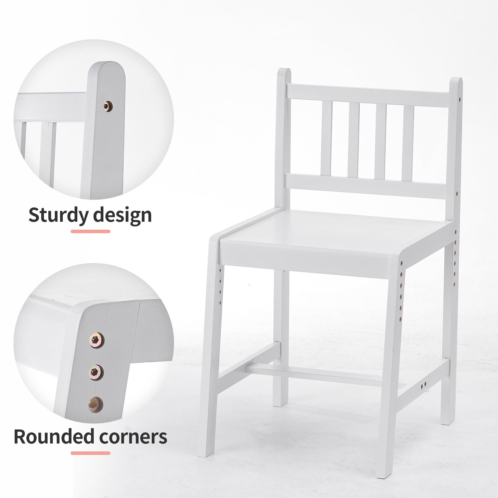 UNICOO Adjustable Height Bamboo Kids Desk and Chair Set - Ergonomic Study Desk for Children, Perfect for Writing, Drawing & Homework - Eco-Friendly & Durable Kids Furniture for Bedroom, Classroom & Homeschooling (White)