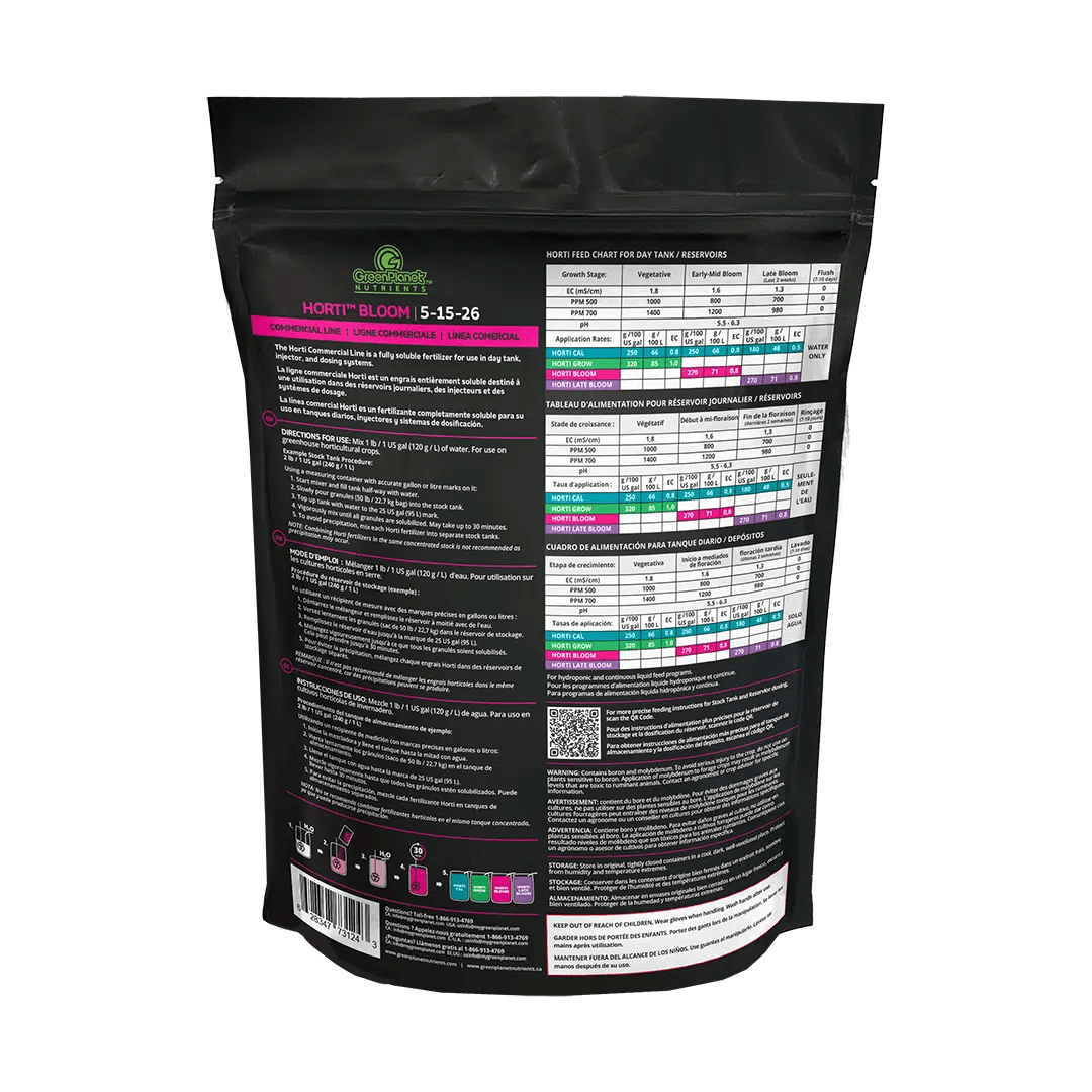 Green Planet HortiBloom Fertilizer 5-12-26 - Premium Hydroponic Plant Food for Indoor & Outdoor Gardening - Ideal for Vegetables, Fruits, and Flowers