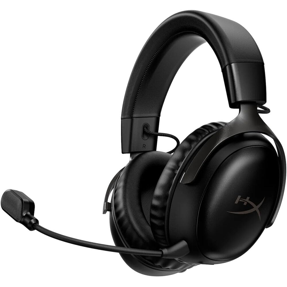 HyperX Cloud III Wireless Gaming Headset for PC, PS5, PS4 - 120-Hour Battery, 10mm Detachable Mic with Noise Cancellation | Includes Cleaning Kit & Headphone Stand (Black/Red) | Perfect for Competitive Gaming, Streaming & Long Gaming Sessions