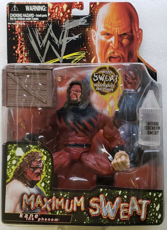 1999 WWF Jakks Pacific Maximum Sweat Series 1 Kane Action Figure (Unmasked Version) - Vintage Wrestling Collectible for Display & Nostalgic Fans