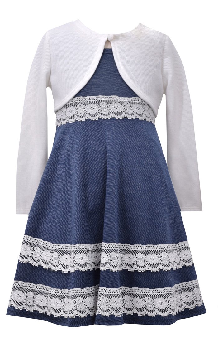 Bonnie Jean Girls' Chambray Dress with Knit Cardigan Set - Cute Outfits for Toddler Girls 2-6 Years | Perfect for School, Parties & Family Photos