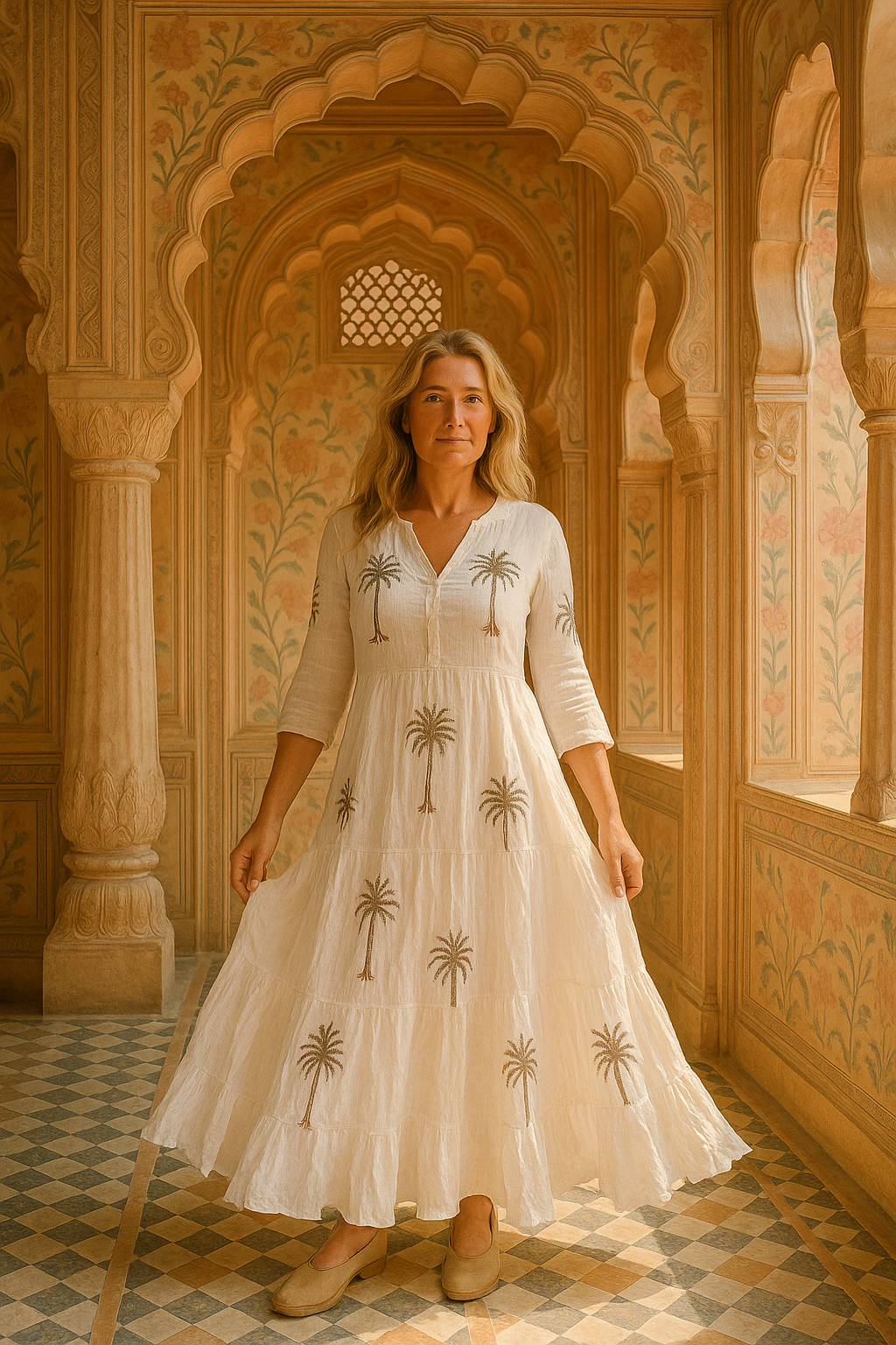 Boho Maxi Dress White Palm - My Ibiza Love Dress for Women | Perfect for Beach Vacations, Summer Festivals & Boho Chic Outfits