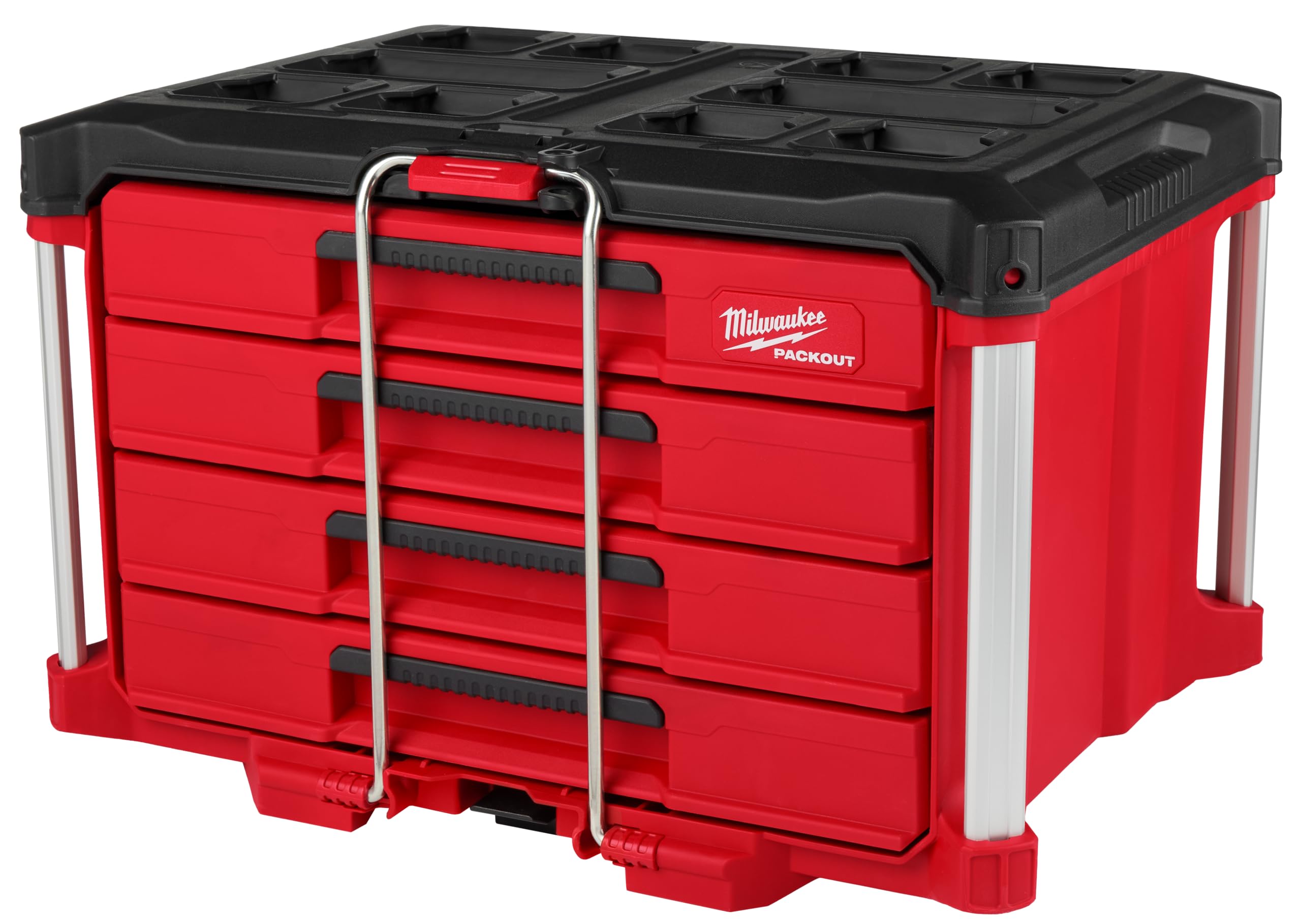 Milwaukee Packout 4 Drawer Tool Organizer Box 48-22-8444 - Heavy Duty Storage for Tools & Accessories - Perfect for Job Sites, Workshops & DIY Projects