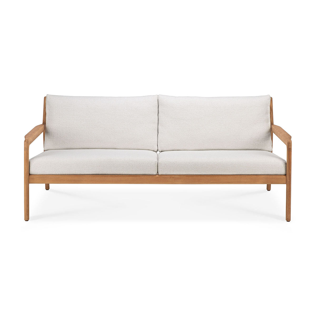 Outdoor Fabric 3-Seater Sofa with Teak Frame in Off White - Perfect for Patio, Garden, and Poolside Relaxation