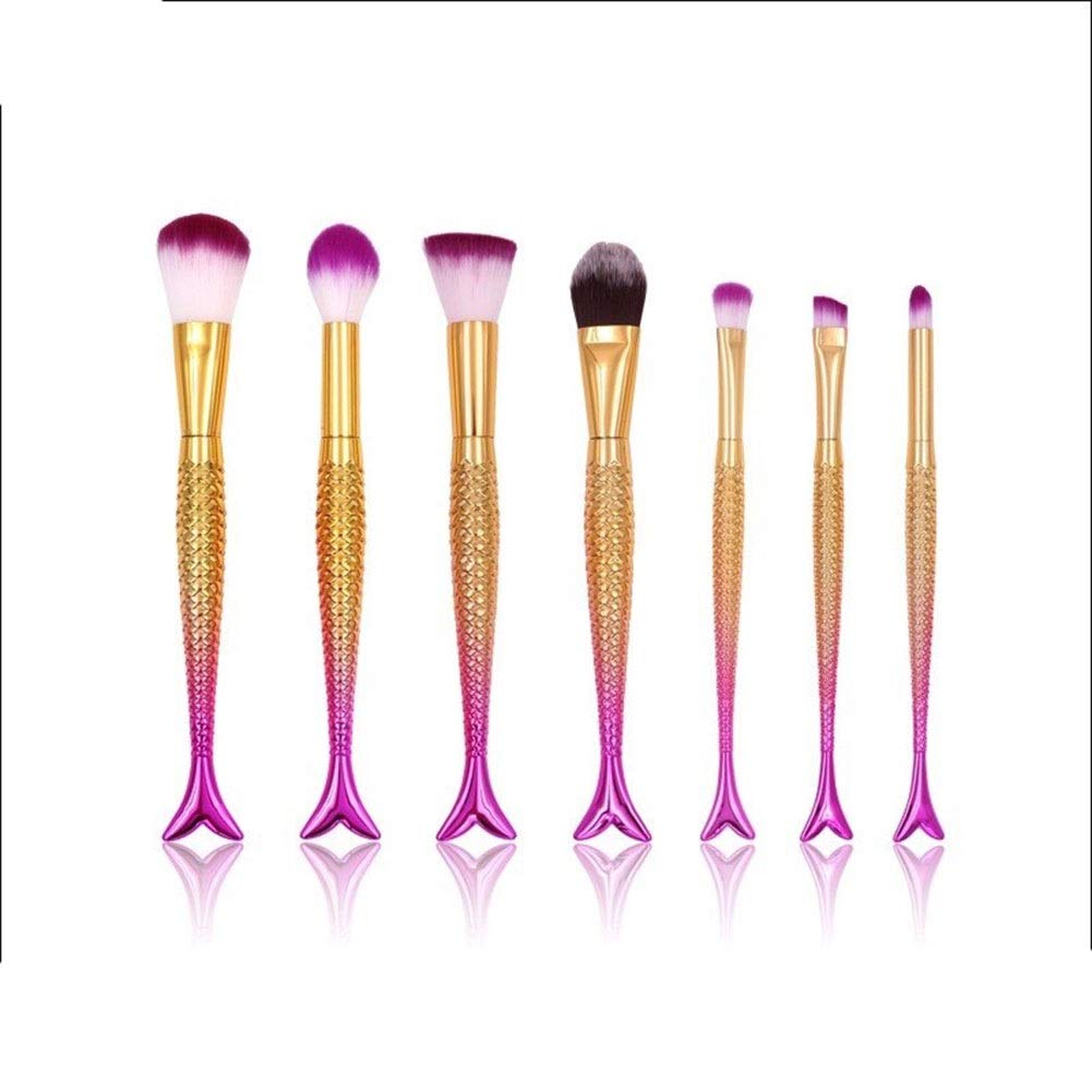 7-Piece Mermaid Makeup Brush Set - Foundation, Eyebrow, Eyeliner, Blush & Concealer Brushes for Professional Makeup Application | Perfect for Everyday Use, Travel & Gift Giving (Color: B)
