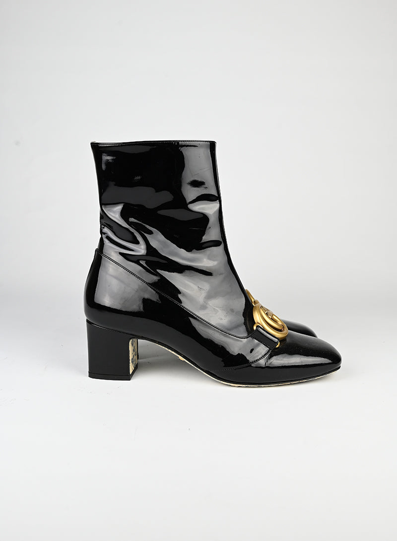 Gucci Black Patent Leather Ankle Boots Size 38 - Stylish & Comfortable for Women's Casual & Evening Wear