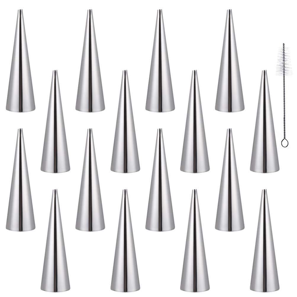 16pcs Stainless Steel Croissant Molds - Reusable Pastry Tools for Baking & Cannoli Making