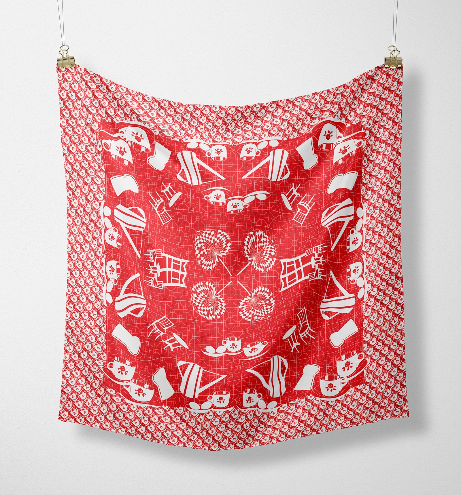 Kopi Tiam Small Silk Scarf - Elegant Lightweight Fashion Accessory for Women | Perfect for Office, Travel & Special Occasions