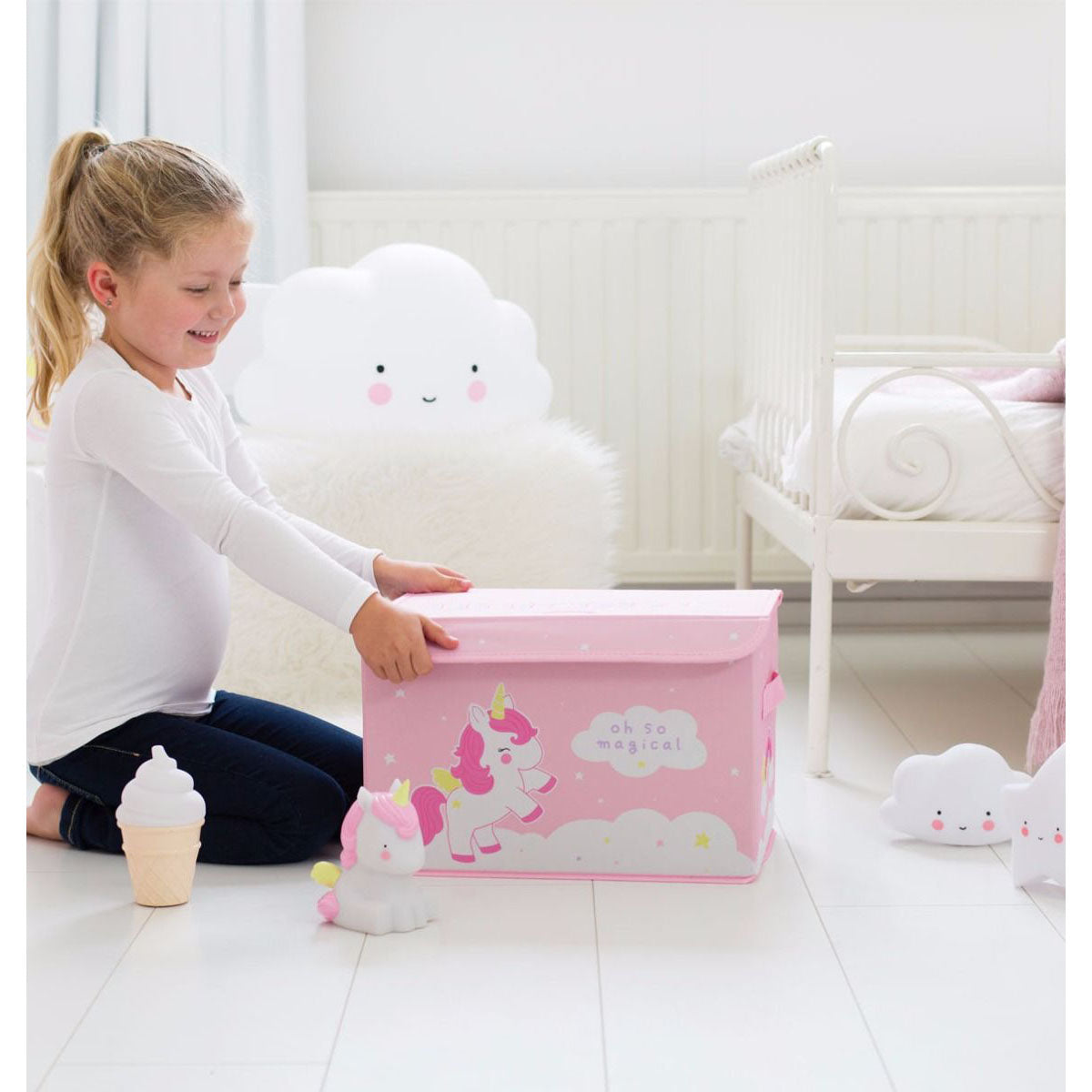 A Little Lovely Company Unicorn Pop Up Storage Box - Foldable Collapsible Organizer for Kids Room, Playroom & Nursery - Perfect for Toys, Books & Arts Supplies Storage