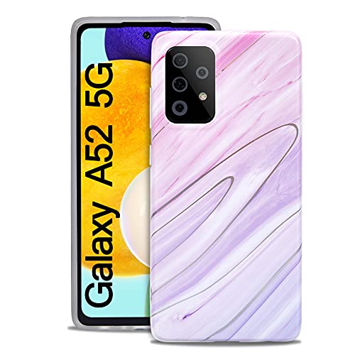 Samsung Galaxy A72 Case - Sparkle Glitter Marble Flower Design, Slim Shockproof Soft Silicone TPU Cover | Perfect for Everyday Protection & Style Enhancement