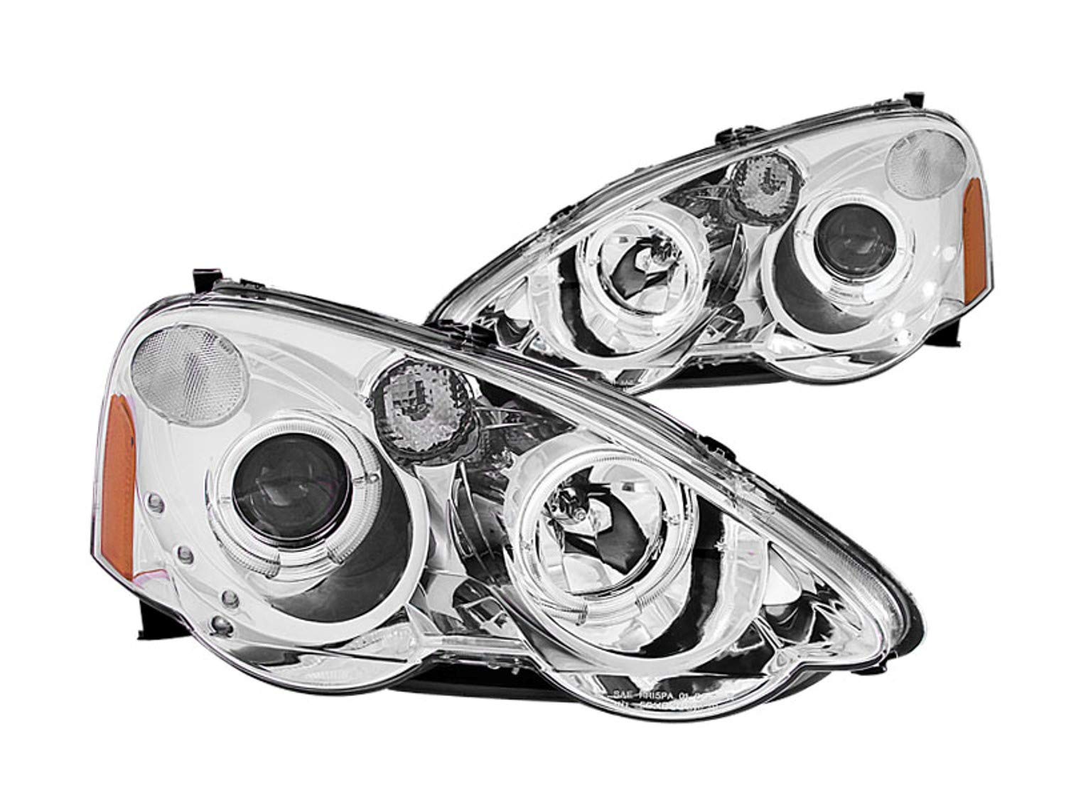 AnzoUSA 121360 Chrome/Clear/Amber Halogen Projector Headlight for Acura RSX - High Performance Replacement Headlights for Night Driving & Enhanced Visibility
