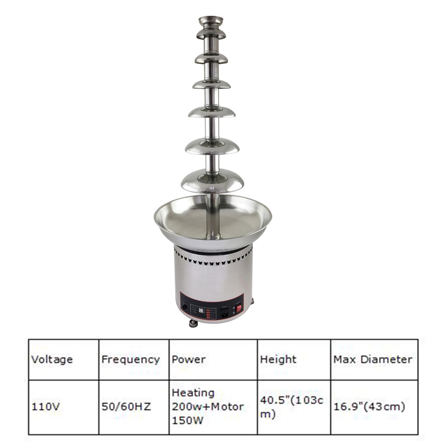 7-Tier Electric Chocolate Fountain Machine 110V - 8kg Capacity for Melting & Fondue - Perfect for Weddings, Parties & Catering Events