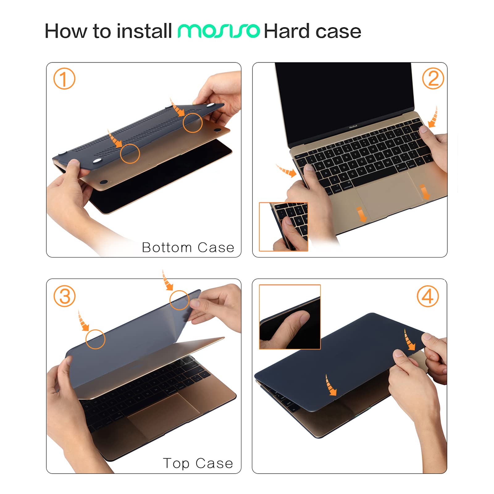 MOSISO Hard Shell Case for MacBook 12-inch Retina Display (A1534, 2015-2017) - Protective Plastic Cover with Keyboard Skin in Black | Perfect for Travel, Work & School Use