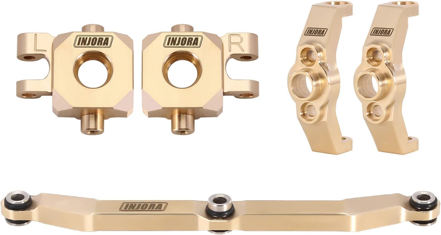 INJORA Brass Caster Blocks C-Hubs & Steering Kit for TRX4M 1/18 RC Crawler - Heavy Duty Upgrade Parts for Improved Steering Performance - Perfect for Off-Road Crawling and Rock Racing