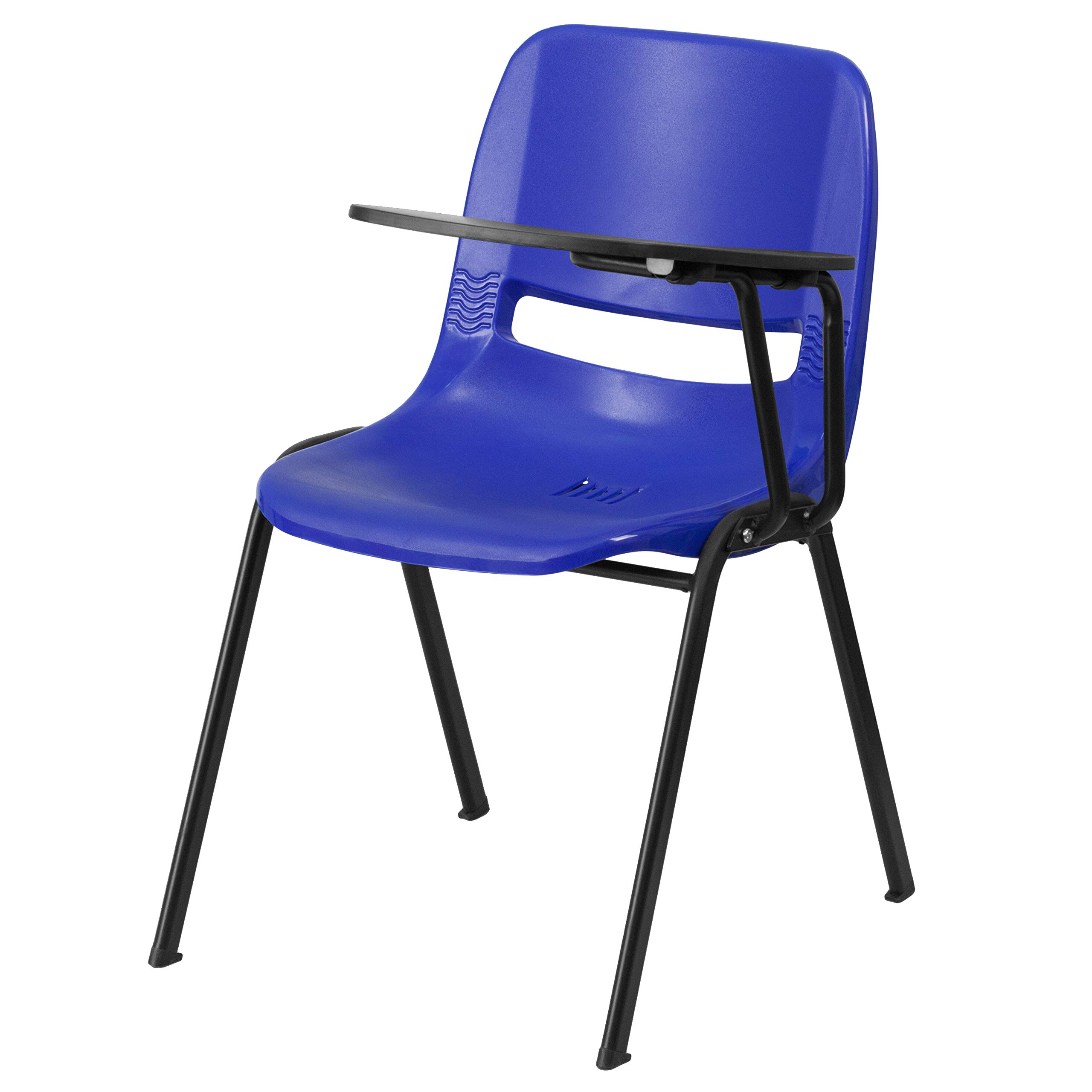Blue Ergonomic Shell Chair with Left-Handed Flip-Up Tablet Arm - Adjustable Office Desk Chair for Home & Work | Perfect for Remote Work, Gaming & Study