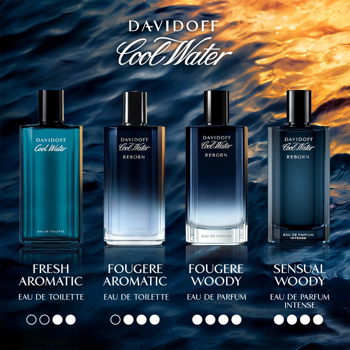DAVIDOFF Cool Water Reborn Eau de Parfum Intense for Men - Woody Amber Vetiver Cologne - Long Lasting Fragrance with Galbanum Notes - Perfect for Date Night & Special Occasions