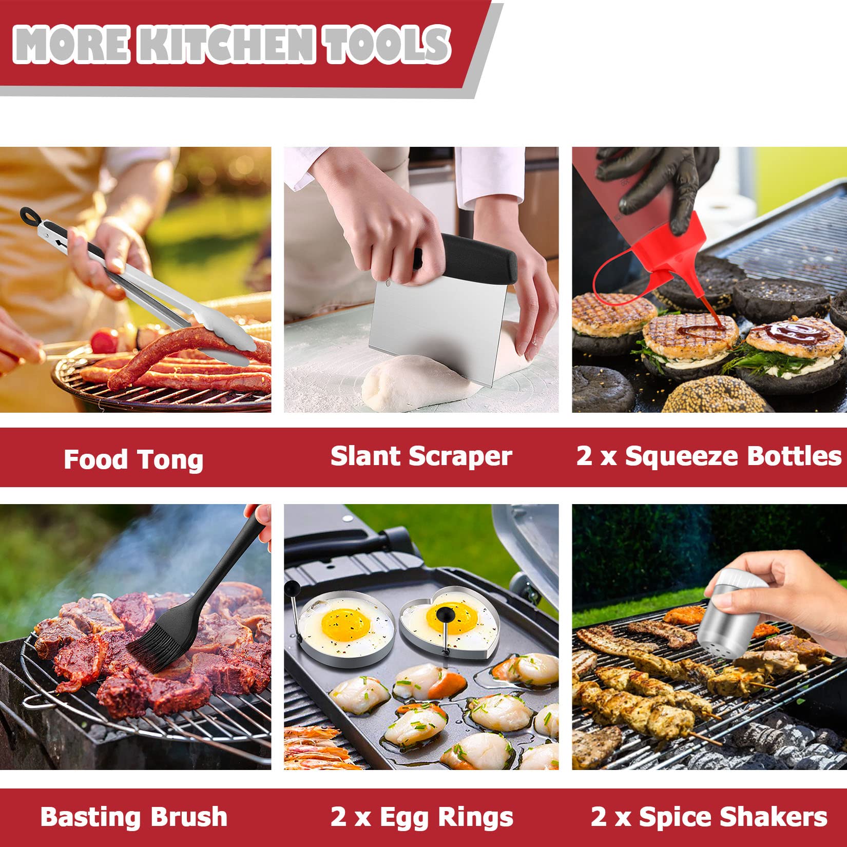 Joyfair 30Pcs Premium Griddle Accessories Kit - Stainless Steel BBQ Flattop Grill Tools Set with Melting Dome, Basting Cover, Burger Press & Turner Spatula for Outdoor Camping, Teppanyaki & Backyard Grilling | Perfect for Tailgating, Picnics & Home BBQ Parties