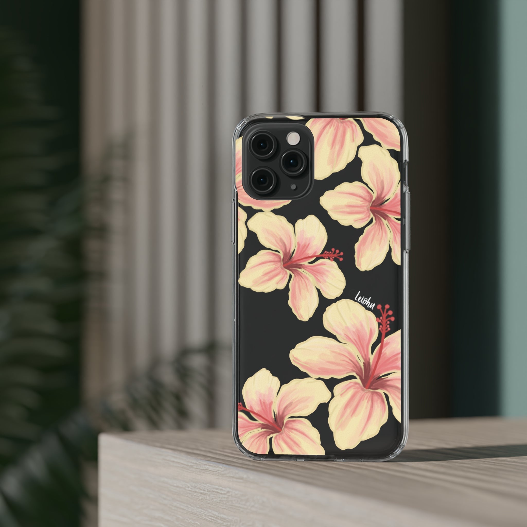 Premium Clear Hibiscus Ke'oke'o Phone Case - Shatterproof Protective Cover for iPhone & Samsung - Perfect for Beach, Travel & Everyday Use