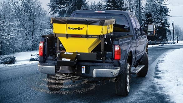 SnowEx V Pro Poly Hopper Spreader - Heavy Duty Salt & Ice Melt Spreader for Driveways, Parking Lots & Commercial Snow Removal