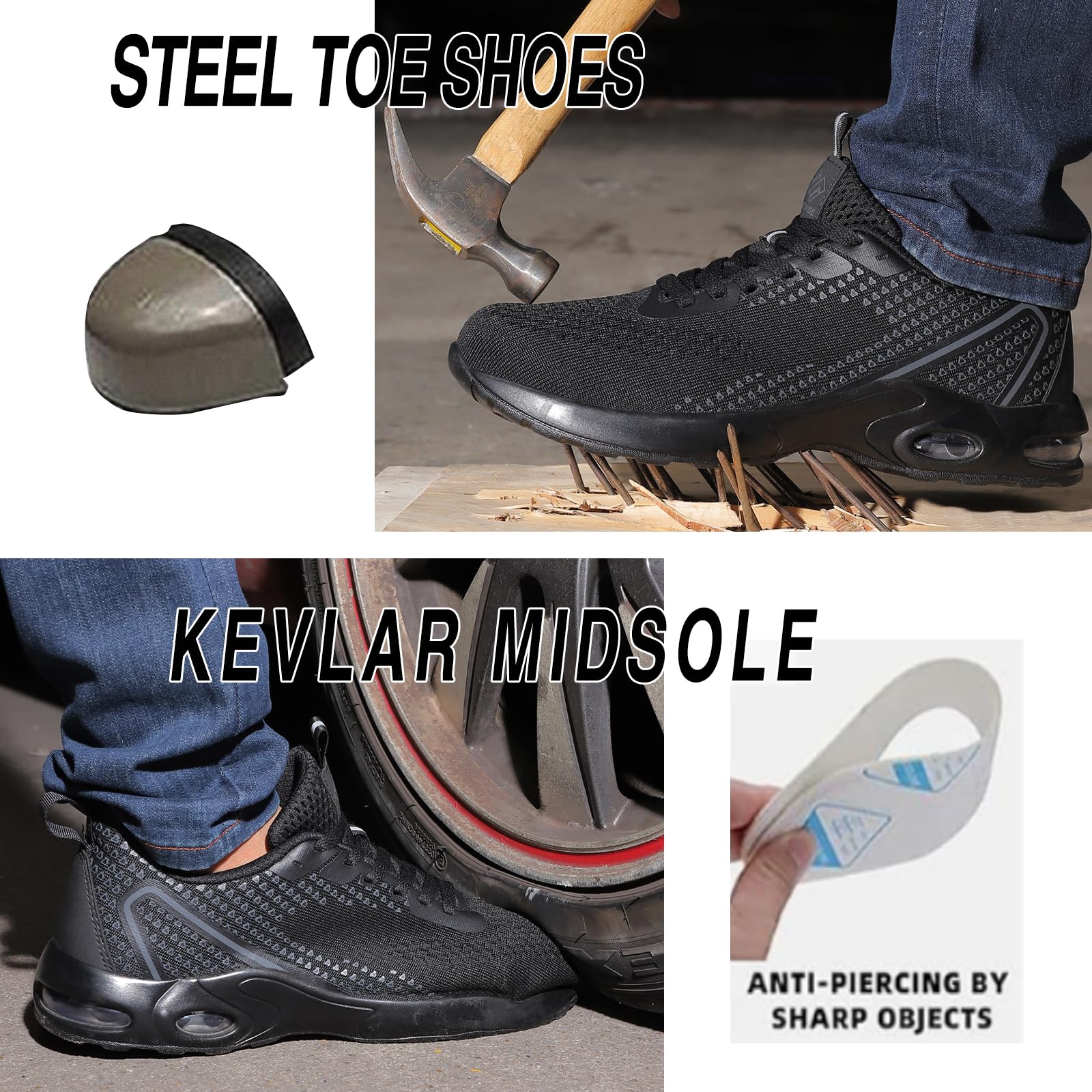 Steel Toe Shoes for Women & Men - Composite Toe Safety Work Sneakers - Slip Resistant & Durable - Perfect for Construction, Warehouse & Industrial Work