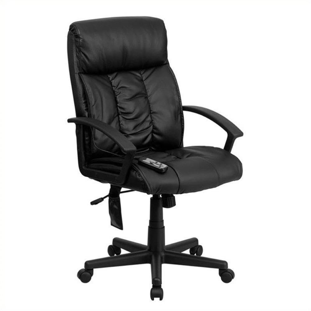 UrbanPro High Back Massaging Leather Office Chair - Ergonomic Executive Desk Chair with Lumbar Support - Perfect for Home Office, Gaming & Workspace Comfort (Black)