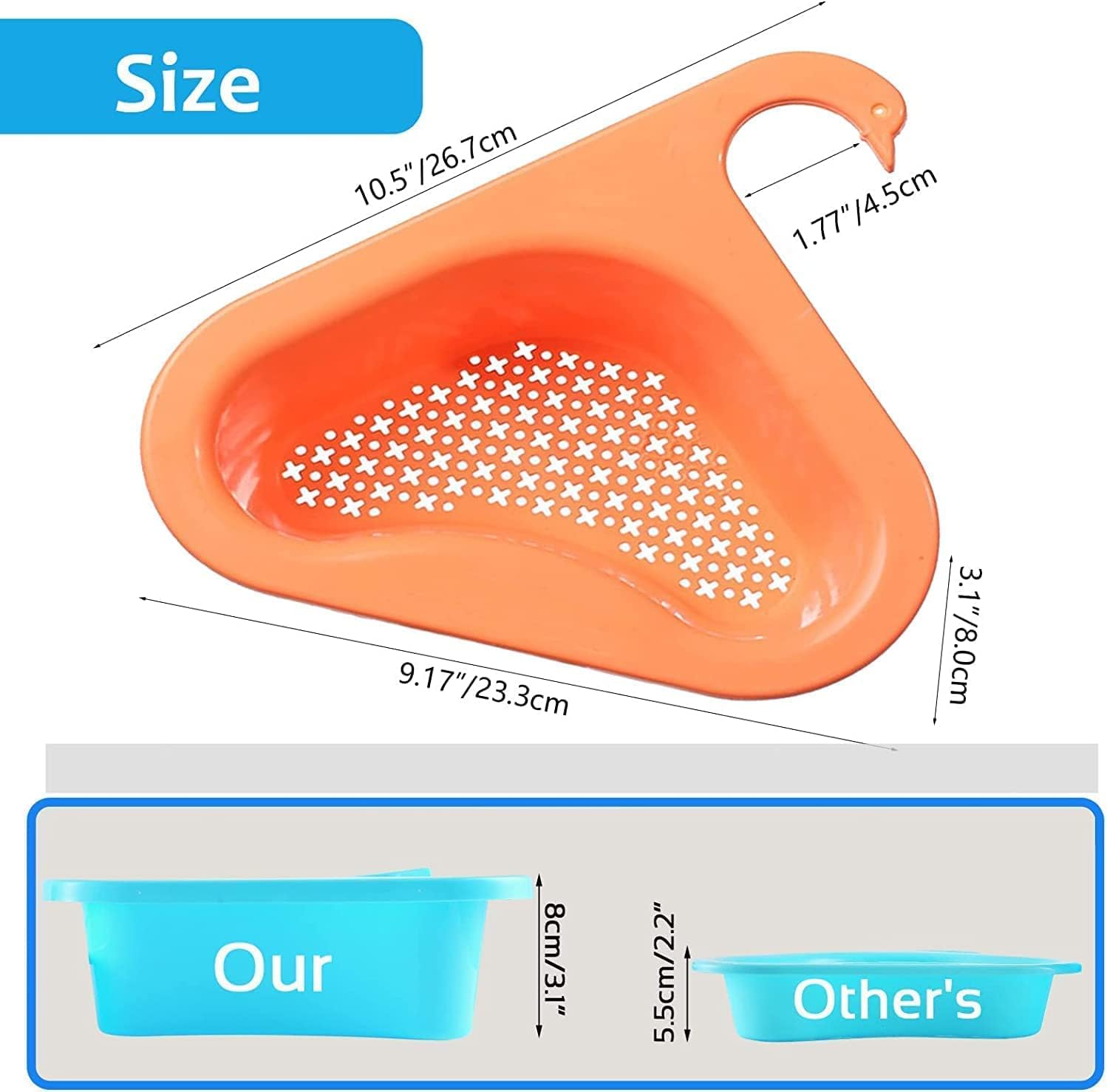 Bimex Swan-Shaped Drain Basket for Kitchen Sink - Multi-Functional Triangular Sink Strainer with Faucet Hook - Universal Fit for All Sinks (2-Pack) - Perfect for Washing Fruits, Vegetables & Dish Drainage