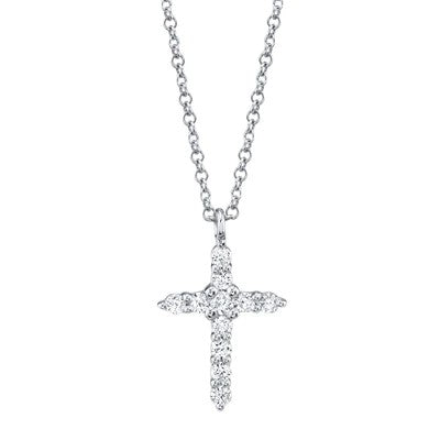 0.17 Carat Diamond Cross Pendant Necklace for Women - Elegant Religious Jewelry Gift for Baptism, Confirmation & Everyday Wear