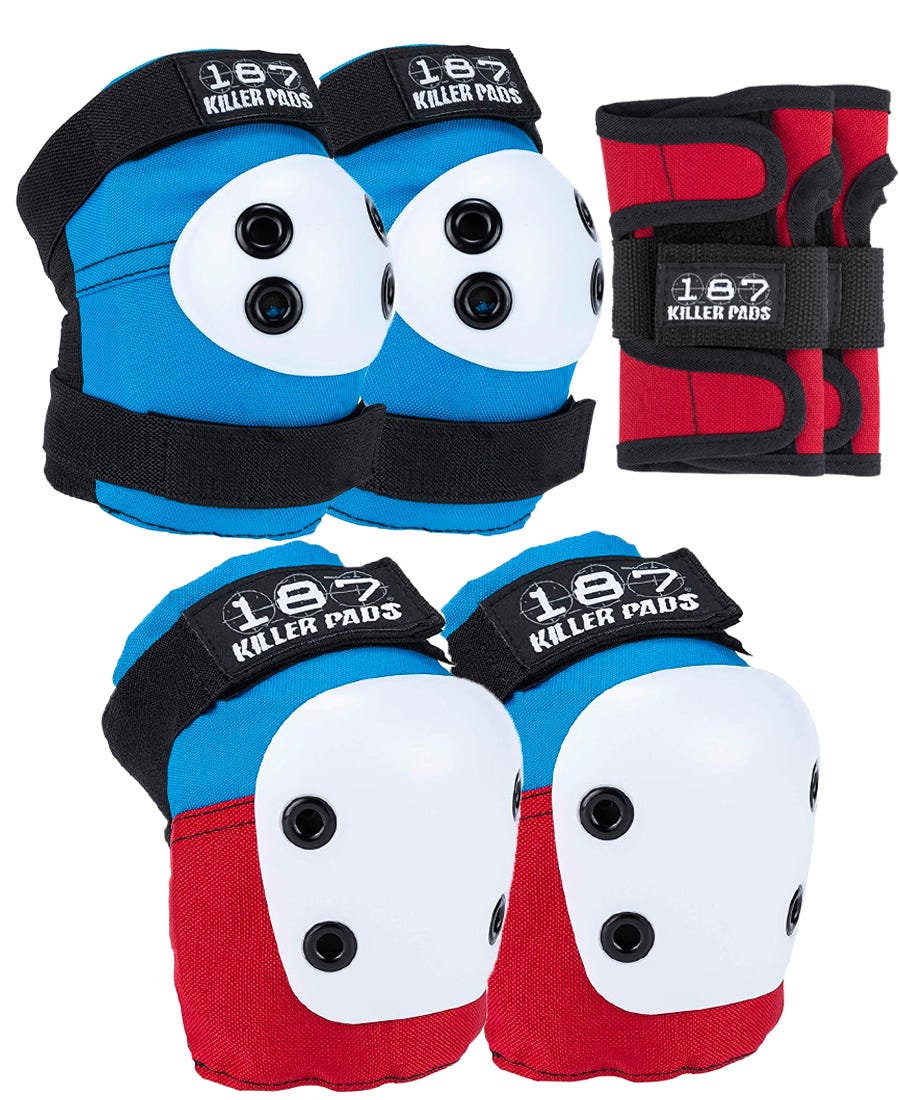 187 Junior Combo Pad Set - 6-Piece Protective Gear for Young Skateboarders & Scooter Riders - Perfect for Kids' Skate Park Safety & Outdoor Sports