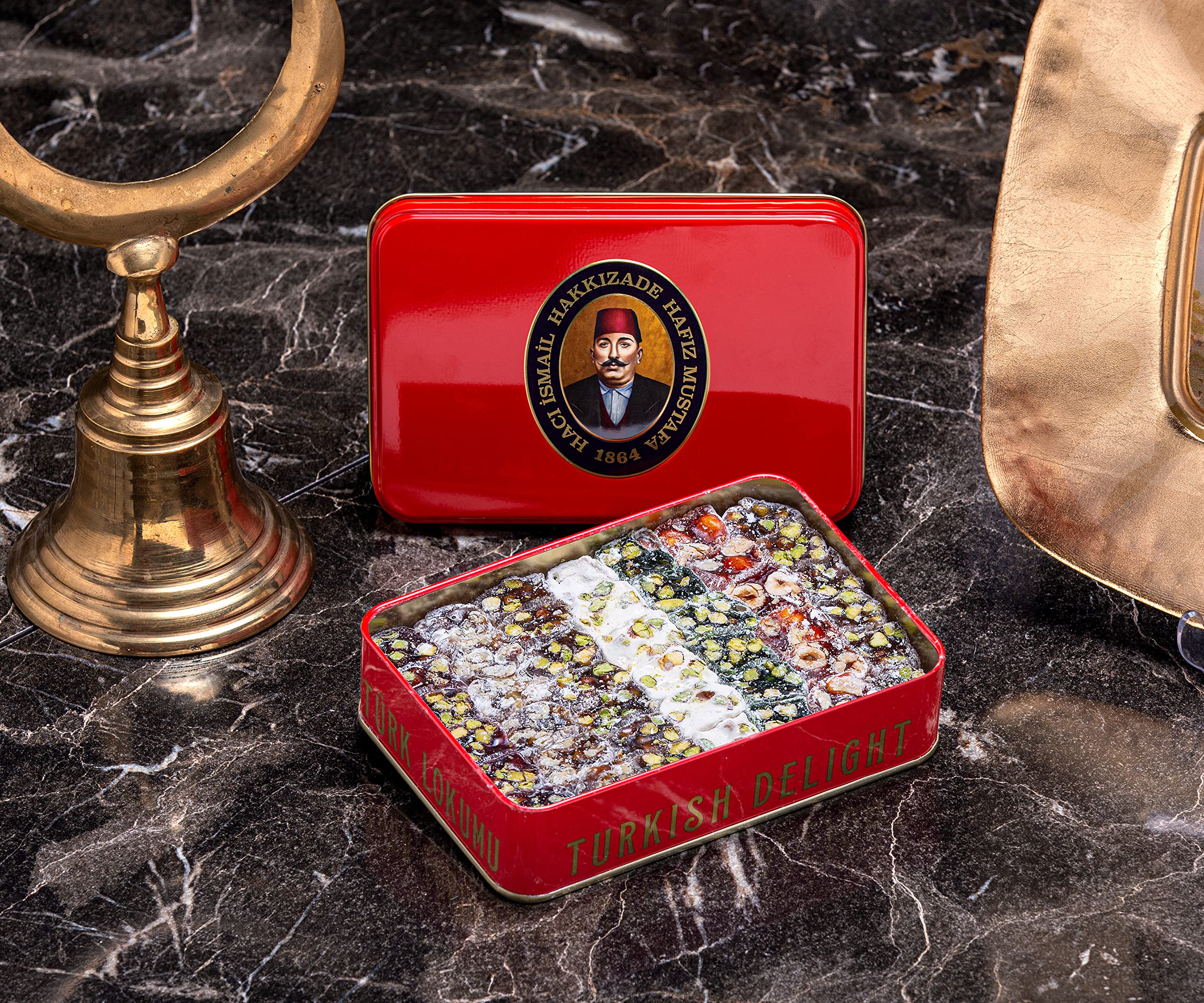 Hafiz Mustafa 1864 Istanbul Turkish Delight Gift Box - Assorted Flavors (Pistachio, Hazelnut, Walnut, Fig, Orange, Pomegranate, Kiwi, Honey, Milk) - Premium Turkish Sweets for Birthday, Christmas Gifts, Dessert Snacks & Party Treats