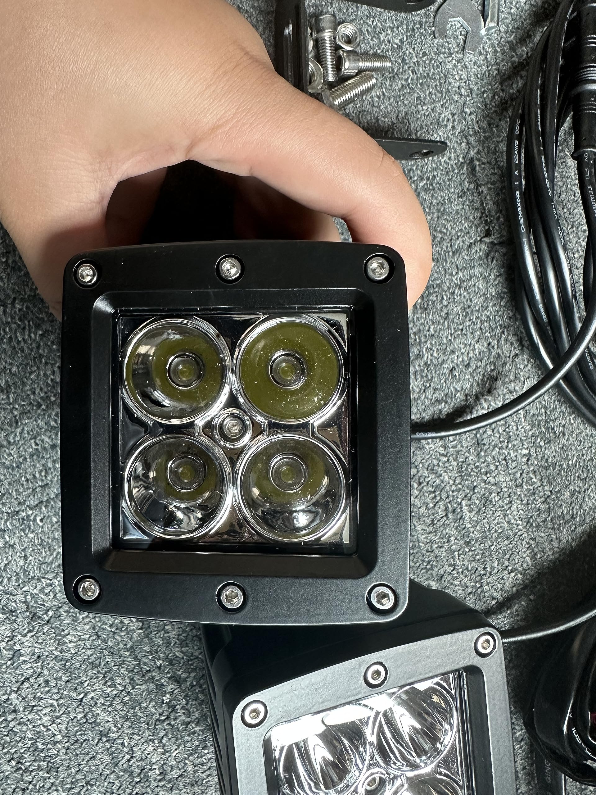 3 Inch Green & White LED Work Light Cube - Off Road Pods with Wiring Harness & Remote On/Off Switch (DC9V-30V) - Perfect for Trucks, ATVs, and Outdoor Work Lighting