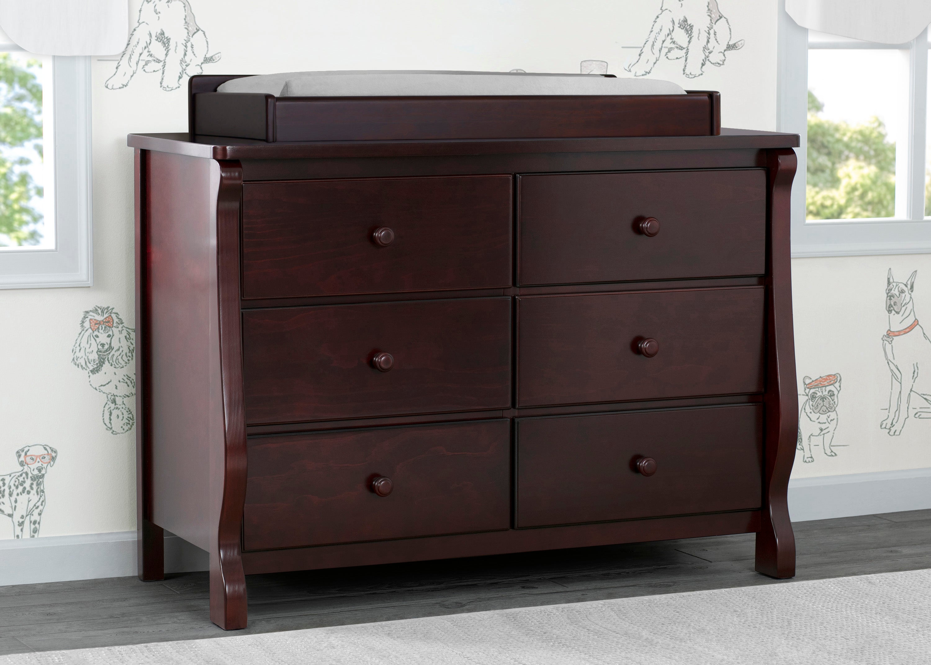 Elegant Canton Eclipse Dresser - Modern Wooden Bedroom Dresser with 6 Drawers, Vintage Style Storage for Bedroom, Living Room, and Office Organization