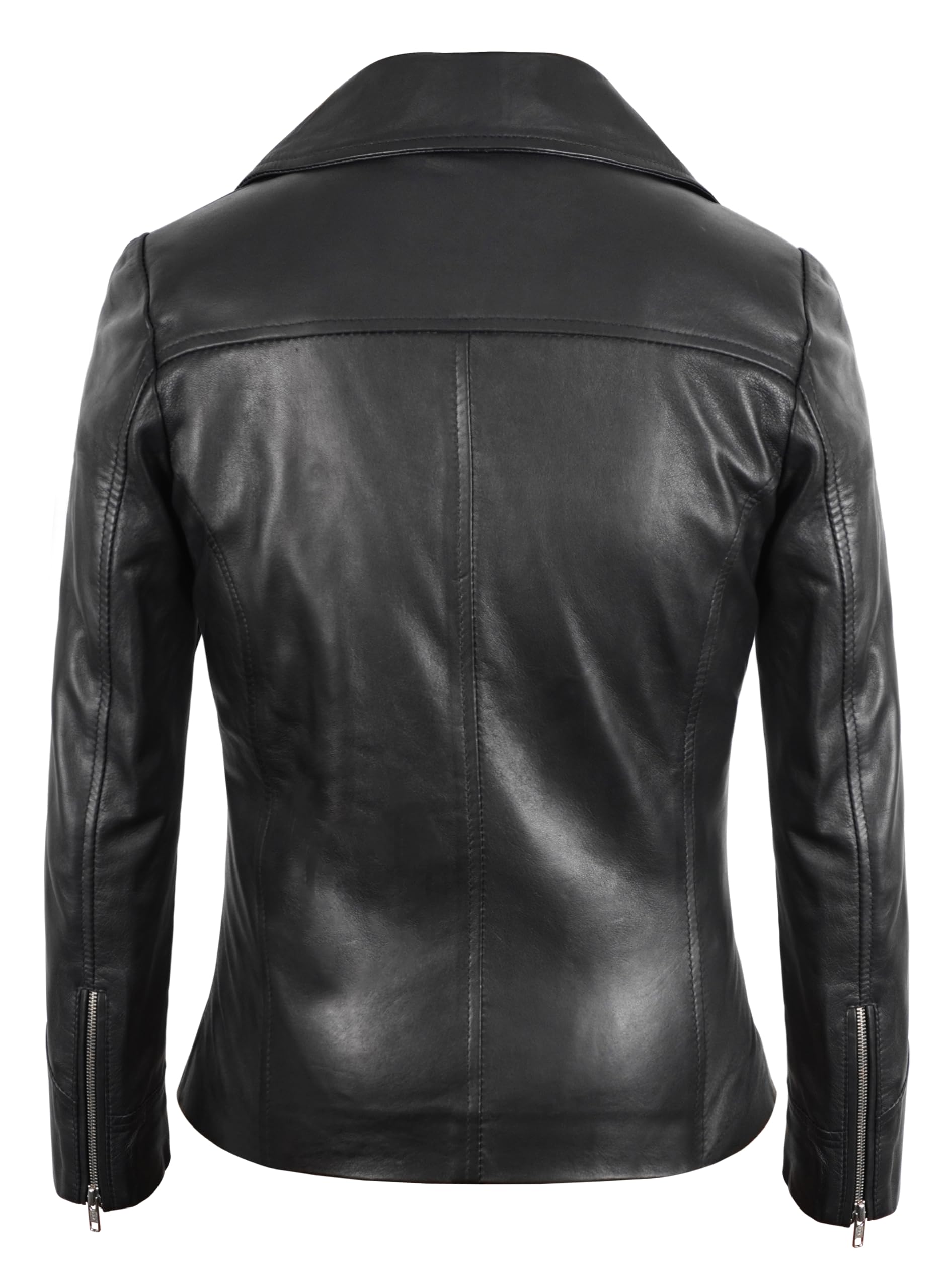 Women's Black Real Lambskin Leather Jacket - Lightweight Motorcycle Biker Style Jacket for Women | Perfect for Riding, Night Out & Casual Wear