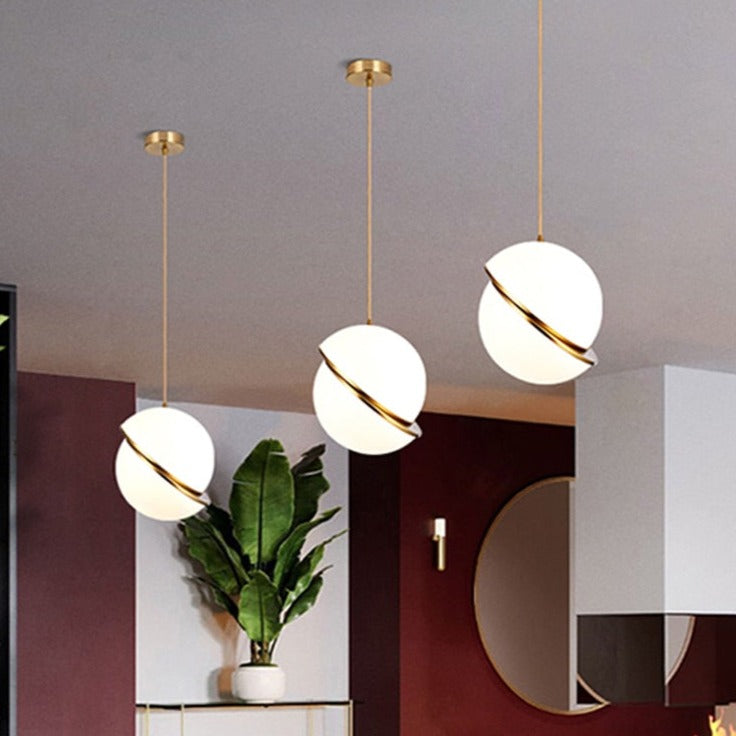 Modern White Glass Ball Bubble LED Pendant Lights - Stylish Ceiling Lighting for Dining Room, Kitchen, Bedroom & Living Room Decor