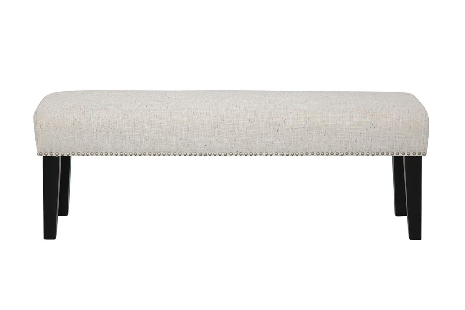 Grafton Miley Upholstered Bench with Dark Legs - Large Cream Fabric Storage Bench for Bedroom, Living Room & Entryway Seating
