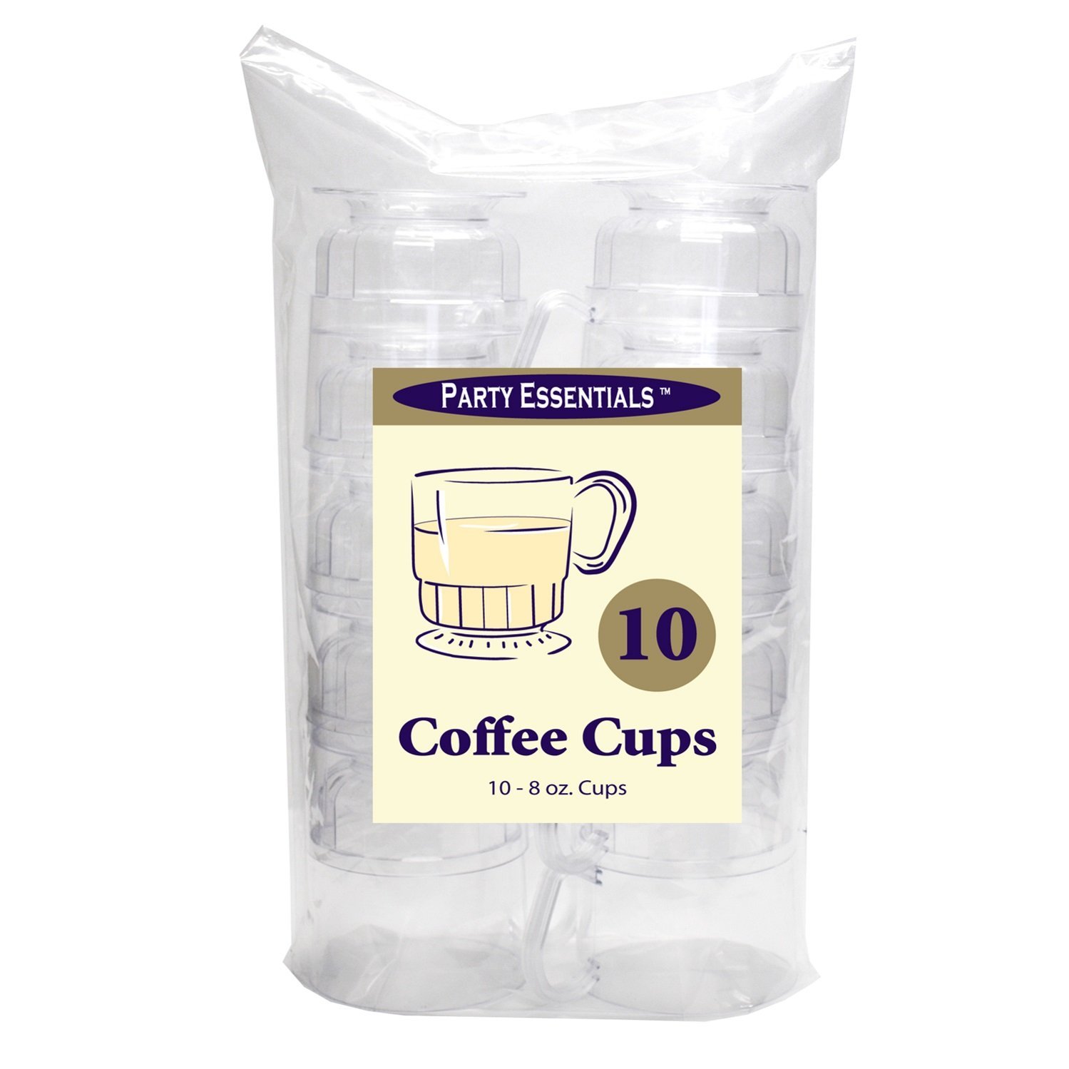 Premium 8-Oz Clear Plastic Coffee Cups - Set of 10, Shatterproof & Elegant for Parties, Weddings, and Events - Dishwasher Safe Party Drinkware